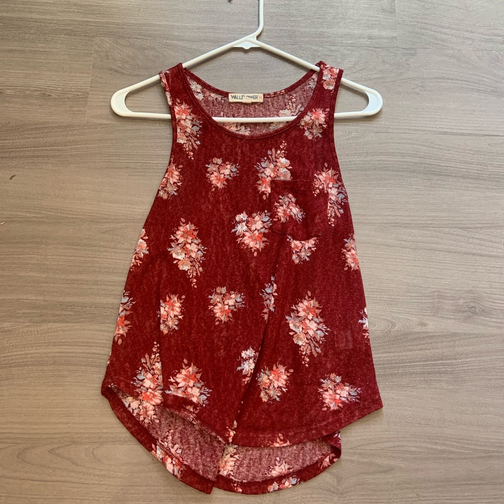 Wallflower Red Floral blouse size S